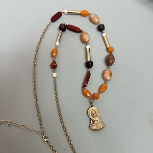 Avon Buddha Elegant Gold and Orange Beaded Necklace